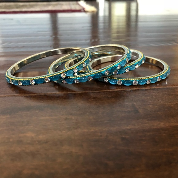Amrita Singh Bangle Set- Teal - Picture 4 of 5